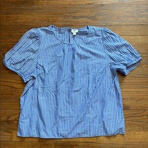 J. Crew Blue Striped Short Sleeve Blouse NWT